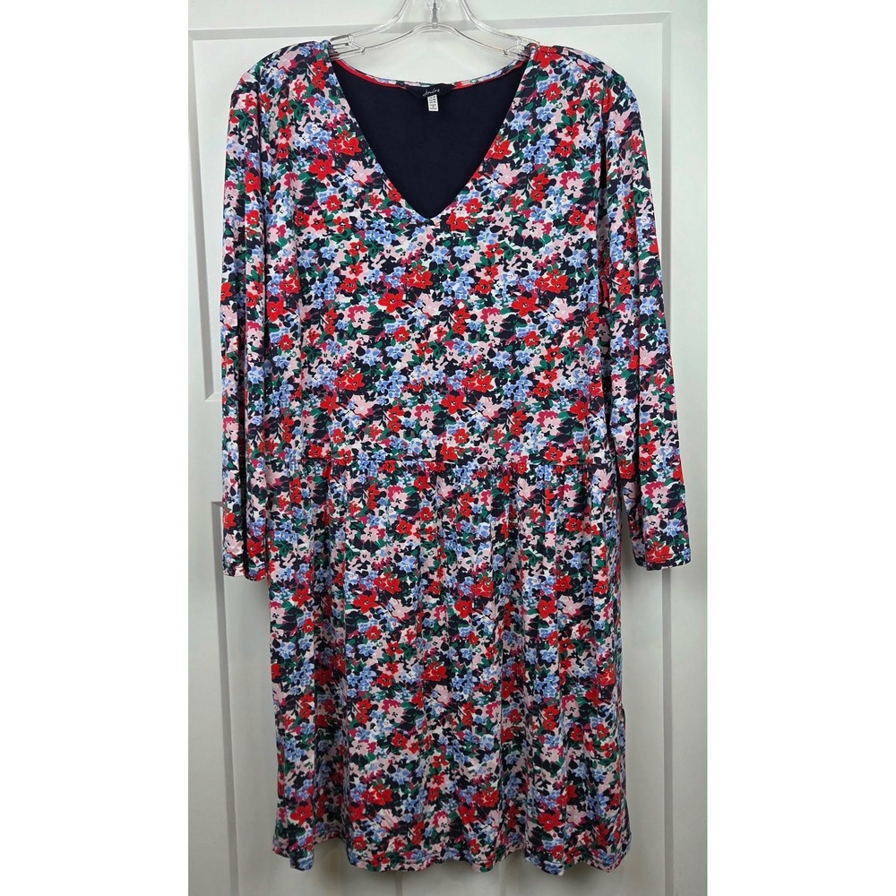 Joules Erin Floral Print V Neck A-Line Tunic Dress Size 14